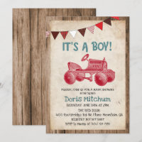Rustikale Vintage Traktor Boy Baby Dusche Einladun