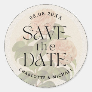 Rustikale Vintage-Trendy-Hochzeit - Save-the-Date Runder Aufkleber