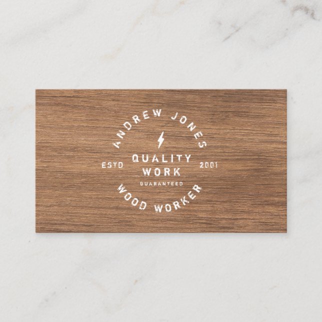 Rustikale Vintage Typografie aus dunklem Holz, mod Visitenkarte (Vorderseite)