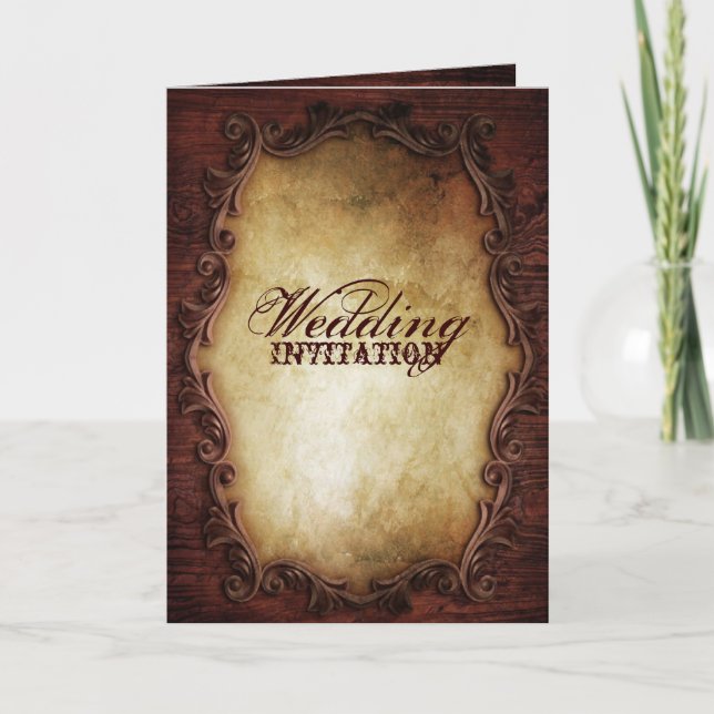 rustikale Vintage Typografie Western Hochzeit Einladung (Vorderseite)