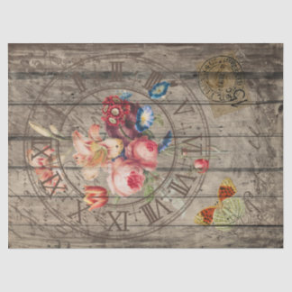 Rustikale Vintage-Uhr-Decoupage Seidenpapier