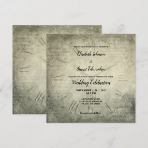 Rustikale Vintage-Uhr Schriftzug Muster Hochzeit Einladung
