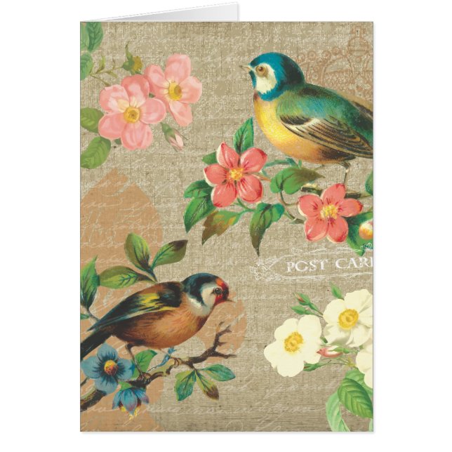 Rustikale Vintage Vogel-und Blumen-schäbige (Vorne)