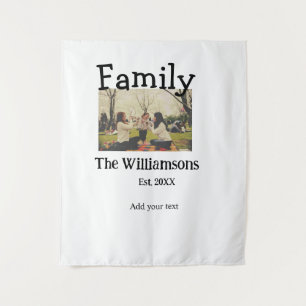 Rustikale Vintage Vorlage für das Foto mit Familie Wandteppich