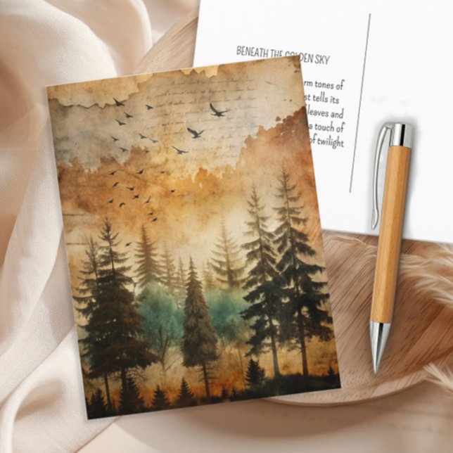 Rustikale Vintage Waldlandschaften Postkarte (Rustic, vintage woodlands nature forest postcard)