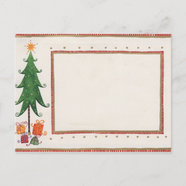 rustikale Vintage Weihnachten-Einladung Feiertagspostkarte (Vorderseite)