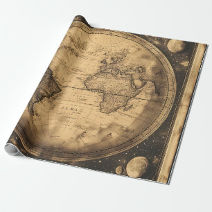 Rustikale Vintage Weltkarte (6) Geschenkpapier