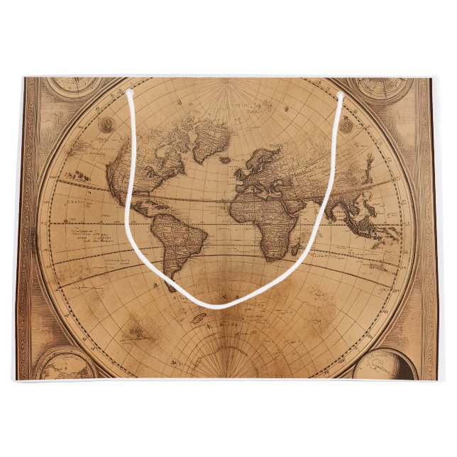Rustikale Vintage Weltkarte Globe (2) Große Geschenktüte (Vorderseite)