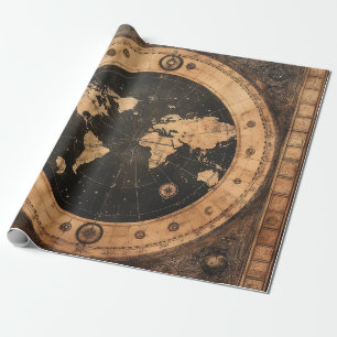 Rustikale Vintage Weltkarte Globe (4) Geschenkpapier