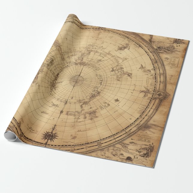 Rustikale Vintage Weltkarte Globe (4) Geschenkpapier (Ungerollt)