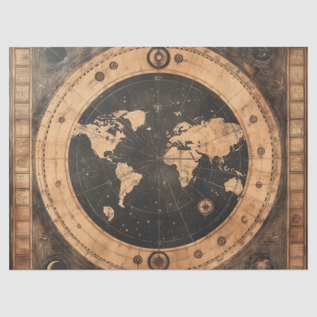 Rustikale Vintage Weltkarte Globe (4) Seidenpapier (Vorderseite)