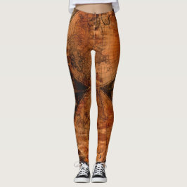 Rustikale Vintage Weltkarte Leggings