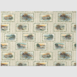 Rustikale Vintage Winterlandschaft Collage Seidenpapier