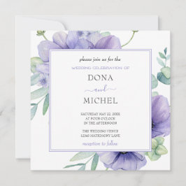 Rustikale Violet Summer Wild Floral Wedding Einladung