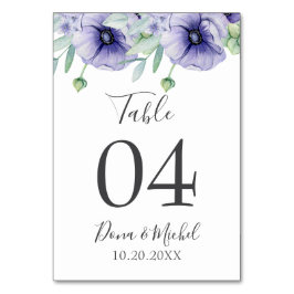 Rustikale Violet Summer Wild Floral Wedding Tischnummer