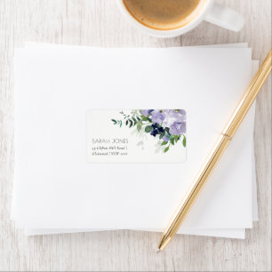Rustikale Violett Lila Navy Blumen Blatt Adresse Adressaufkleber