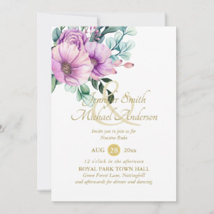 Rustikale violette Blumen Nuestra Boda Einladung