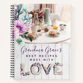 Rustikale violette Blumen Rezept Buch für Großmutt