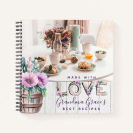 Rustikale violette Blumen Rezept Buch für Großmutt