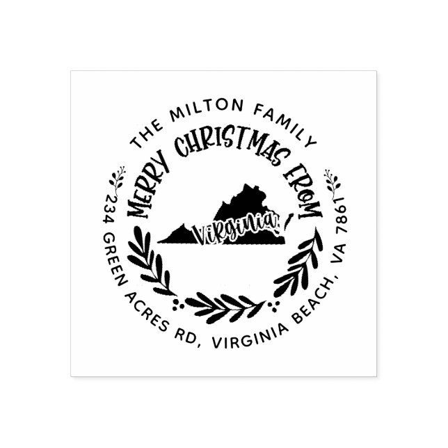 rustikale Virginia fröhliche Weihnachten Rücksende Gummistempel (Prägung)