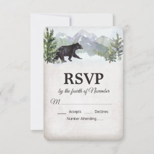 Rustikale Wald-Bären-Hochzeit-RSVP RSVP Karte