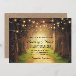 Rustikale Wald Path String Lights Wedding Kraft Einladung