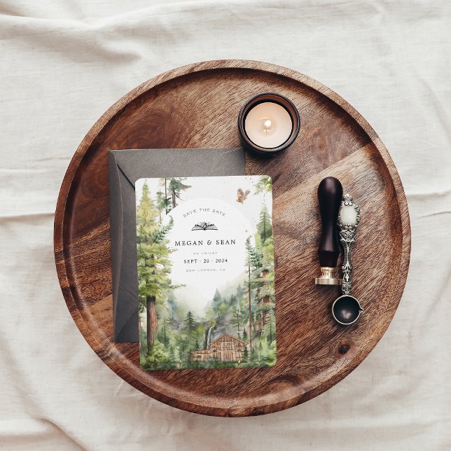 Rustikale Wald-Wasserfall-Hochzeit | Rettet das Da Save The Date (Von Creator hochgeladen)