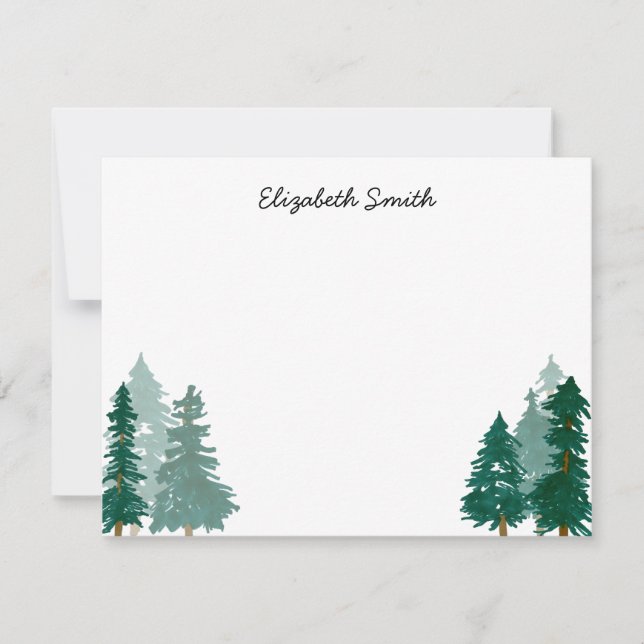 Rustikale Wälder Bäume Moderne Wasserfarbe Mitteilungskarte (Vorderseite)
