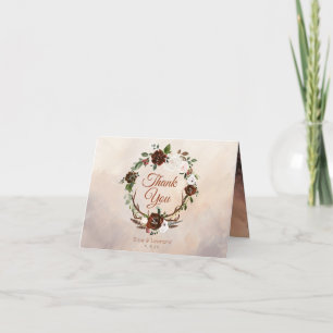 Rustikale Wälder Federn und Blütenblut Dankeskarte