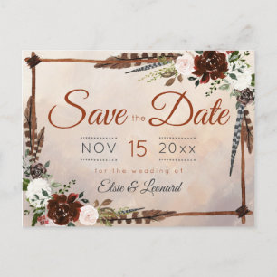 Rustikale Wälder Federn und Blütenblut Postkarte