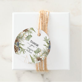Rustikale Wälder Grün & Pinecones Gefälligkeitstag Geschenkanhänger