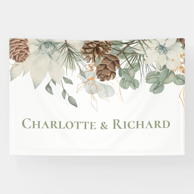 Rustikale Wälder mit Pinecones und Namen Banner (Horizontal)