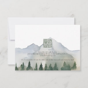 Rustikale Wälder und Berge - QR-Code RSVP Karte