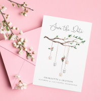 Rustikale Wälder und Lichter Save the Date