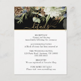 Rustikale Wälder und Pinecones auf Schwarz Begleitkarte