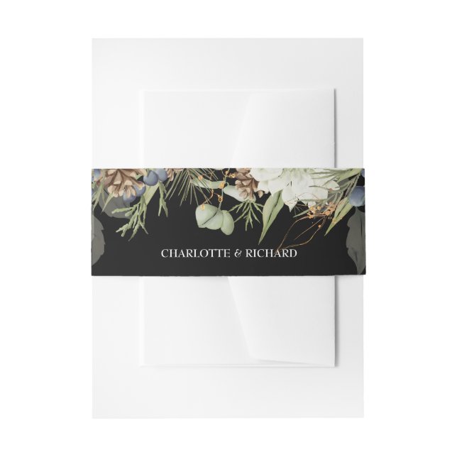 Rustikale Wälder und Pinecones auf Schwarz Einladungsbanderole (Vorderseite Beispiel)