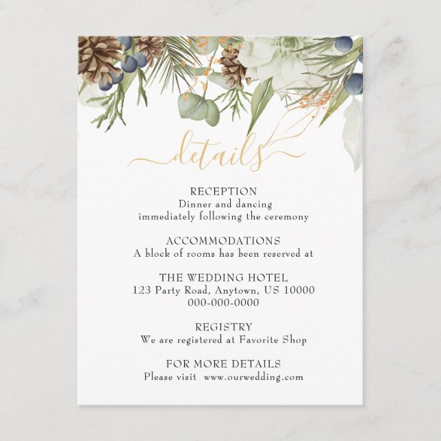 Rustikale Wälder und Pinecones Details Begleitkarte (Vorderseite)