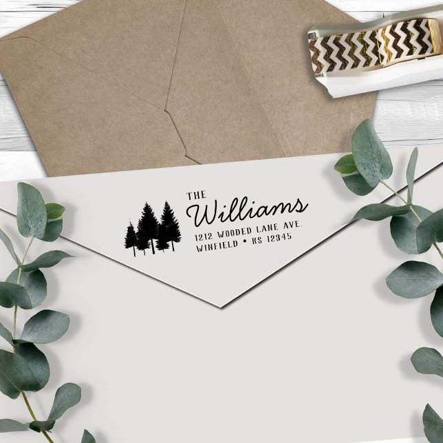 Rustikale Waldfamilie Name Rücksendeadresse Permastempel (Von Creator hochgeladen)