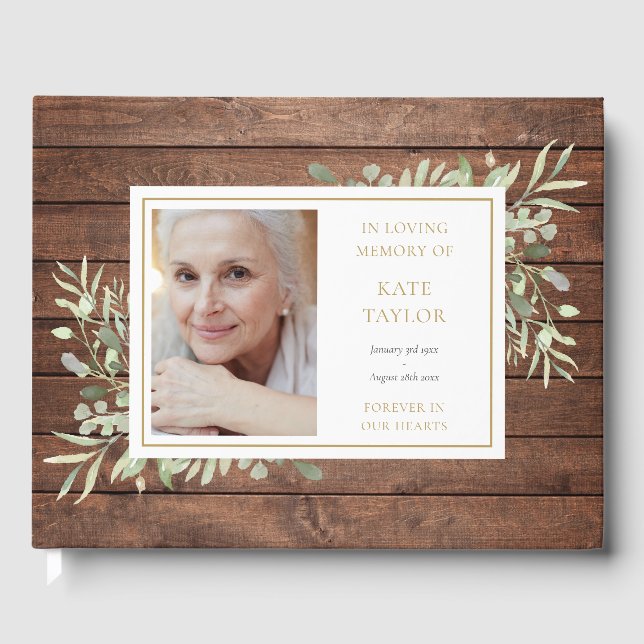 Rustikale Waldgärten Love Memory Foto Beerdigung Gästebuch (Vorderseite)