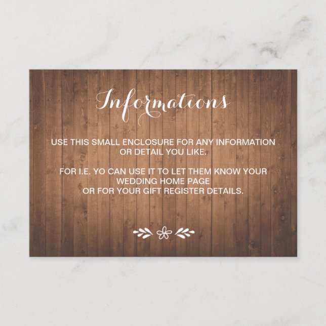 Rustikale Waldhochzeit Begleitkarte (Vorderseite)