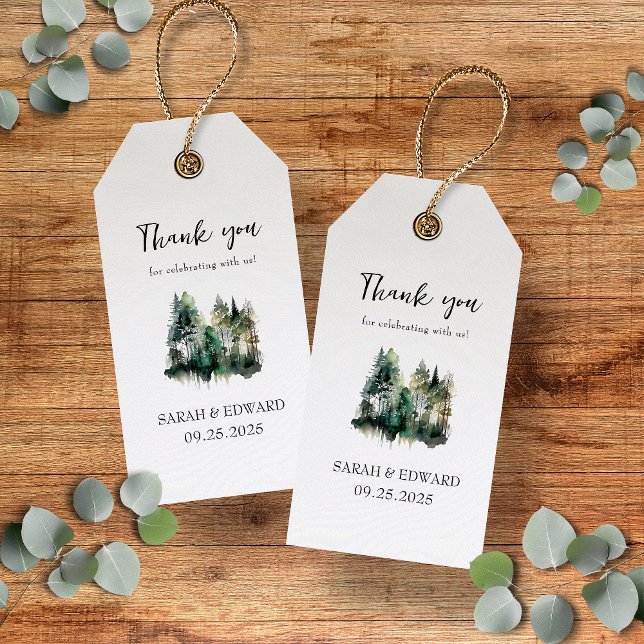Rustikale Waldhochzeit Danke Geschenkanhänger (Rustic wedding thank you tags mockup)