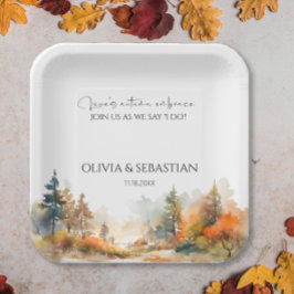 Rustikale Waldhochzeit im Herbst Pappteller