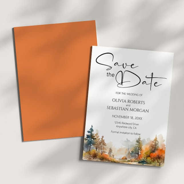 Rustikale Waldhochzeit im Herbst Save The Date (Von Creator hochgeladen)