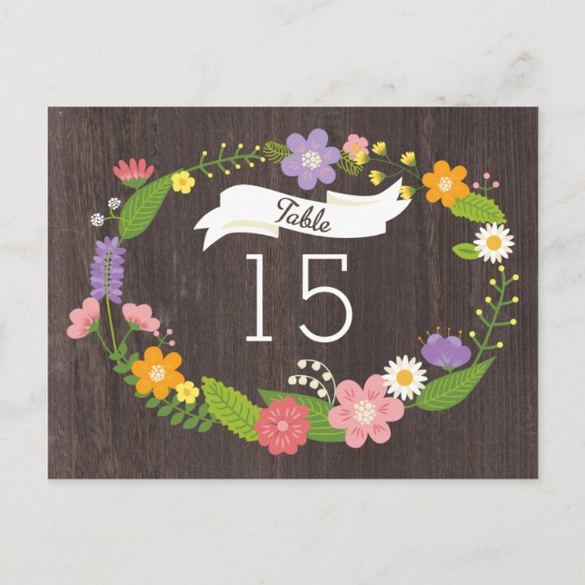 Rustikale Waldhochzeit mit Bohemischem Blumenkraut Postkarte (Vorderseite)