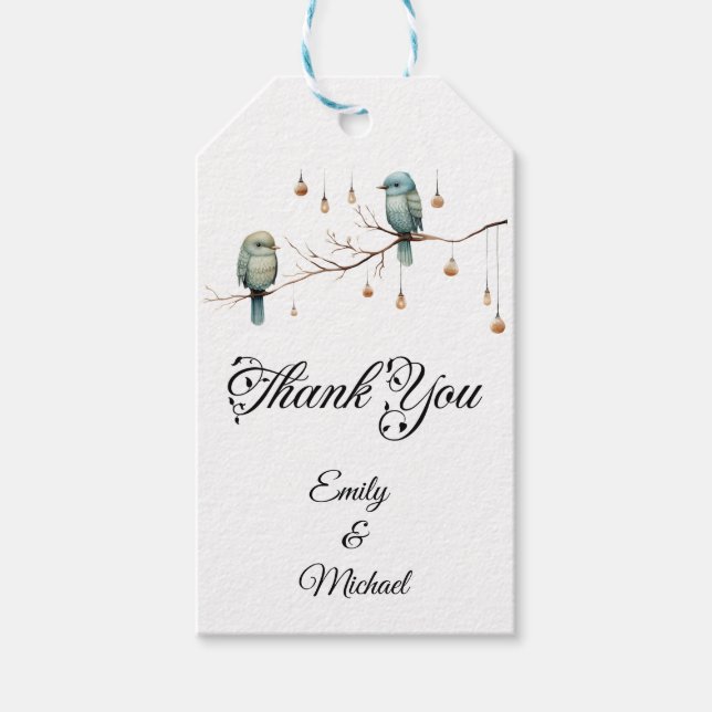 Rustikale Waldlandliebe Vögel Feier Geschenkanhänger (Vorderseite)