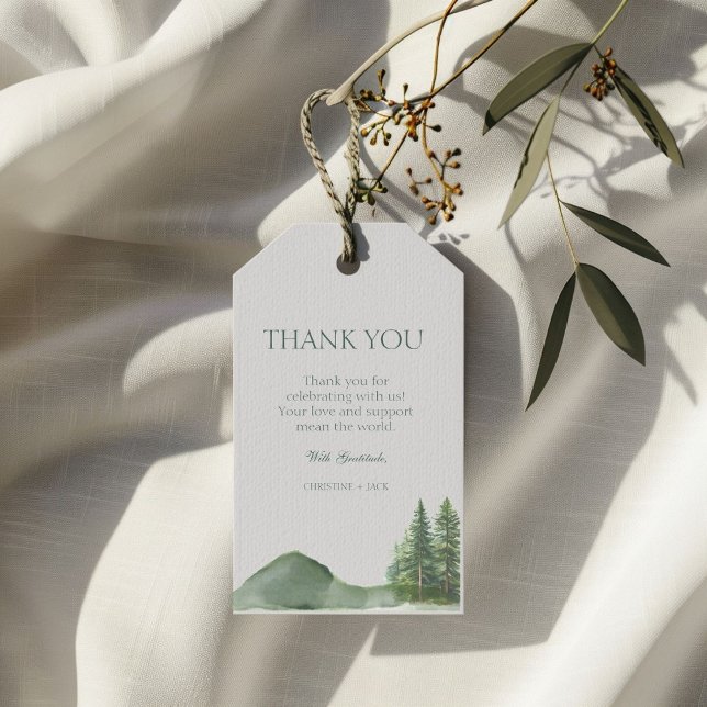 Rustikale Waldlandschaft Pinienwald Hochzeit Danke Geschenkanhänger (Von Creator hochgeladen)