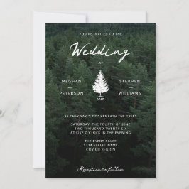 Rustikale Waldlandschaft Pinienwald Hochzeit Einladung