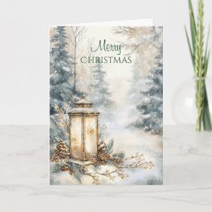 Rustikale Waldlaterne Weihnachten Karte
