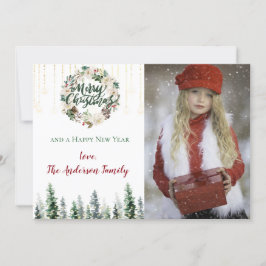 Rustikale Waldlichter Frohe Weihnachtsfeier Foto Feiertagskarte