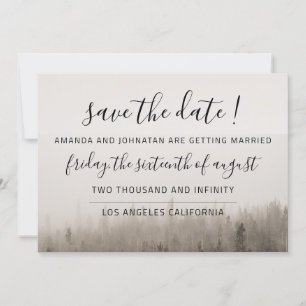 Rustikale Waldmisty Landschaft Hochzeit Save The Date